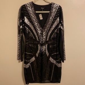 COPY - Express XL black and silver sequined party dress